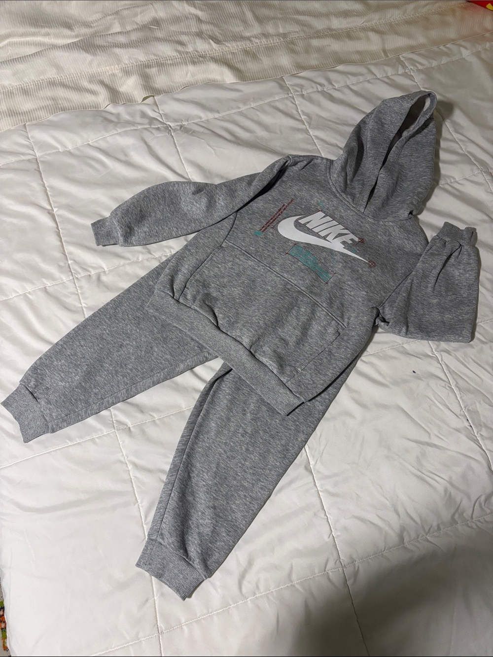 Nike Kids Gray Hoodie & Joggers Set with White Logo